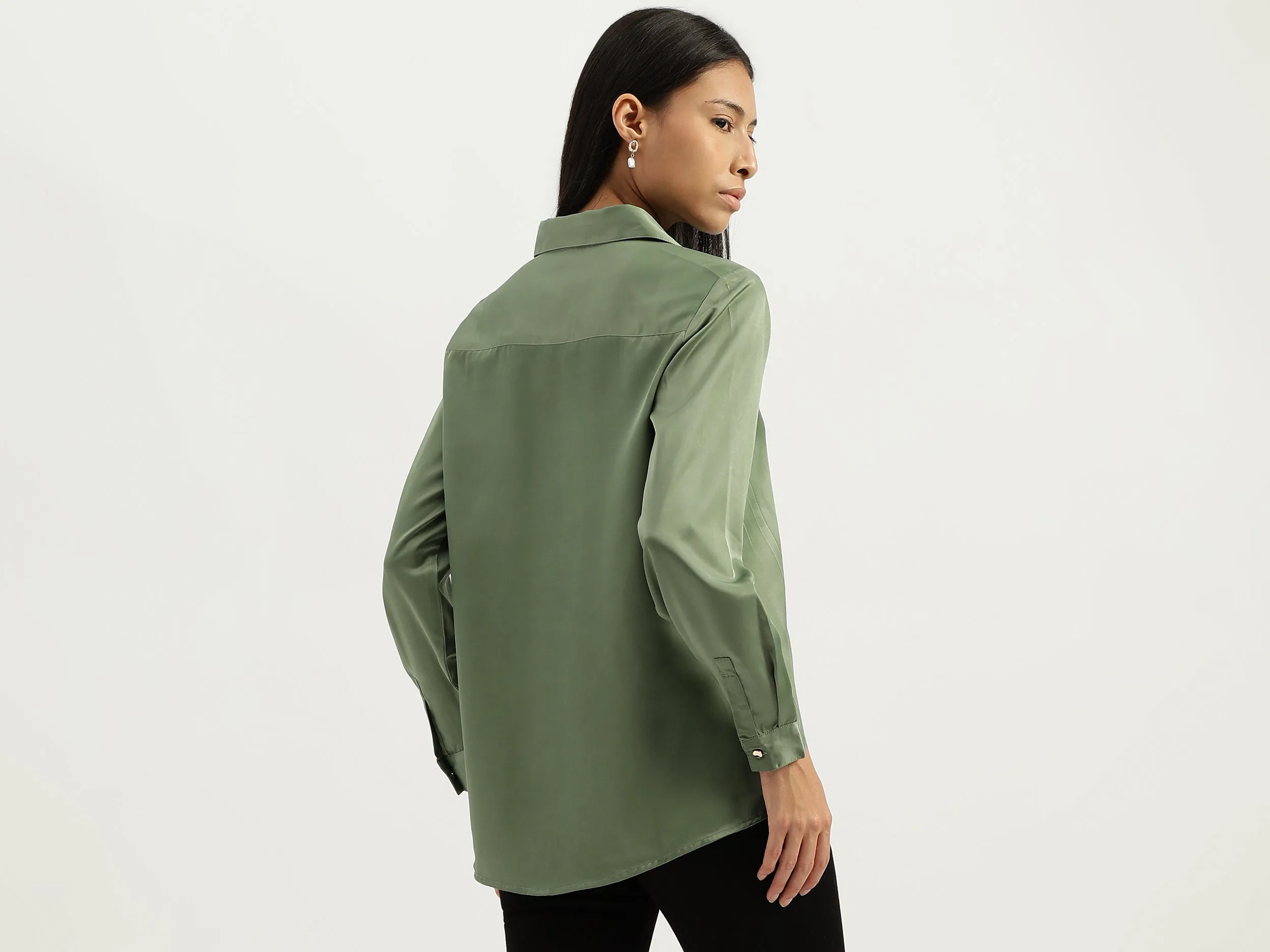 Spread Collar Solid Shirts
