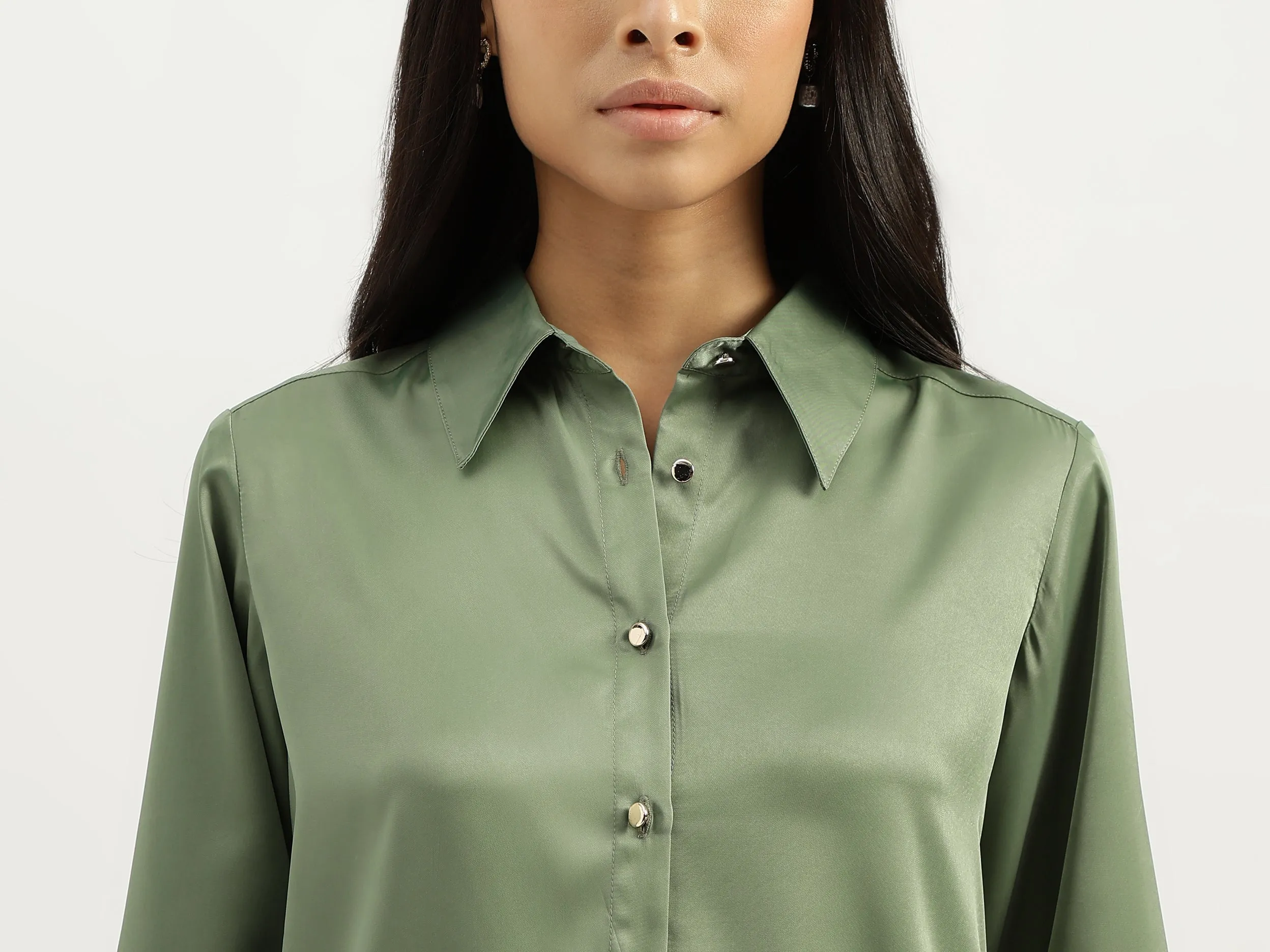 Spread Collar Solid Shirts