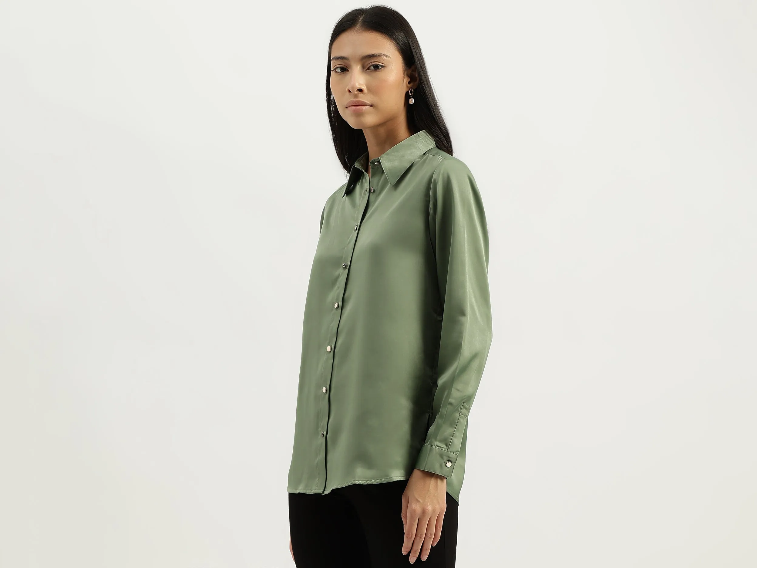 Spread Collar Solid Shirts
