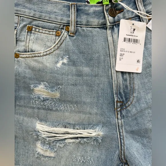 SR VS SANDRINE ROSE THE VIRGIN LABEL HI RISE DENIM CUT OFF SHORTS SIZE 24