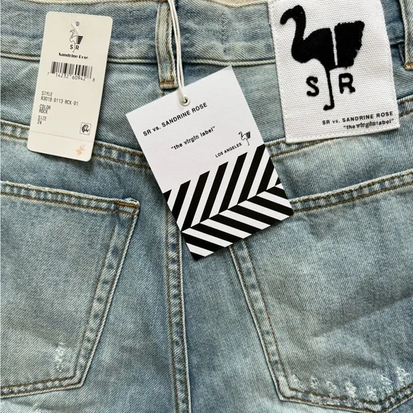 SR VS SANDRINE ROSE THE VIRGIN LABEL HI RISE DENIM CUT OFF SHORTS SIZE 24