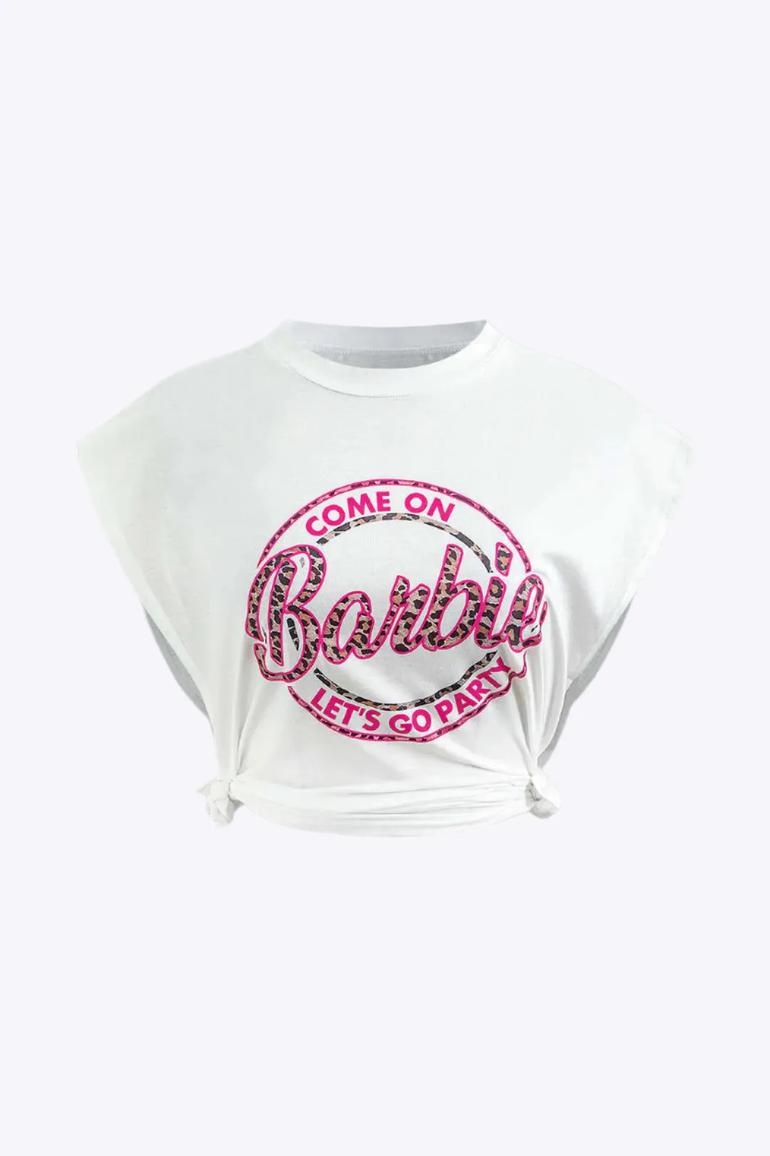 Stacy - Letter Print Knot Detail Woman's Sleeveless T Shirt