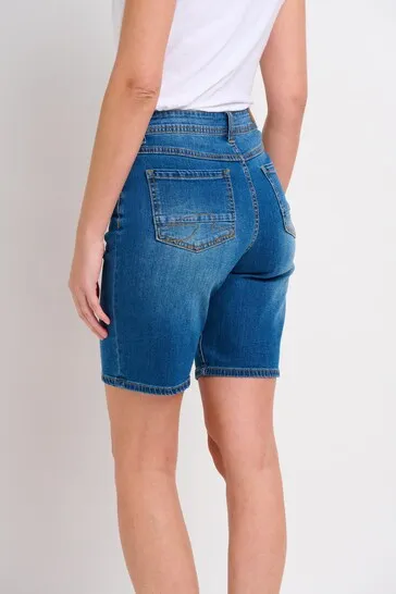 Stretch Denim Longline Shorts