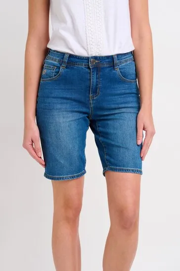 Stretch Denim Longline Shorts