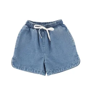 String tie denim shorts by Bamboo