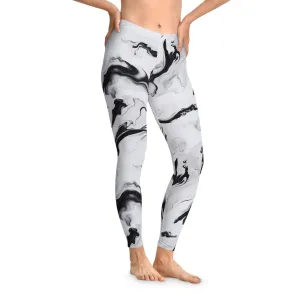 Stylish Marble Print Stretchy Leggings for Active Wear and Casual Outfits