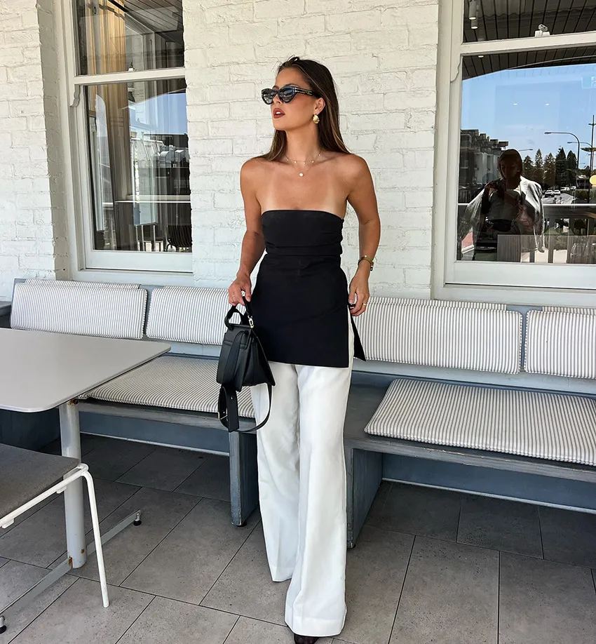 Stylish Off-Shoulder Bandeau Top with Side Corset for Women