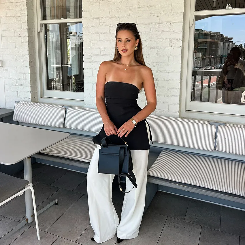 Stylish Off-Shoulder Bandeau Top with Side Corset for Women