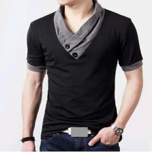T Shirts Men V Neck T-Shirt Brand Cotton Mens Patchwork tshirt Size Man Tees Tops M40