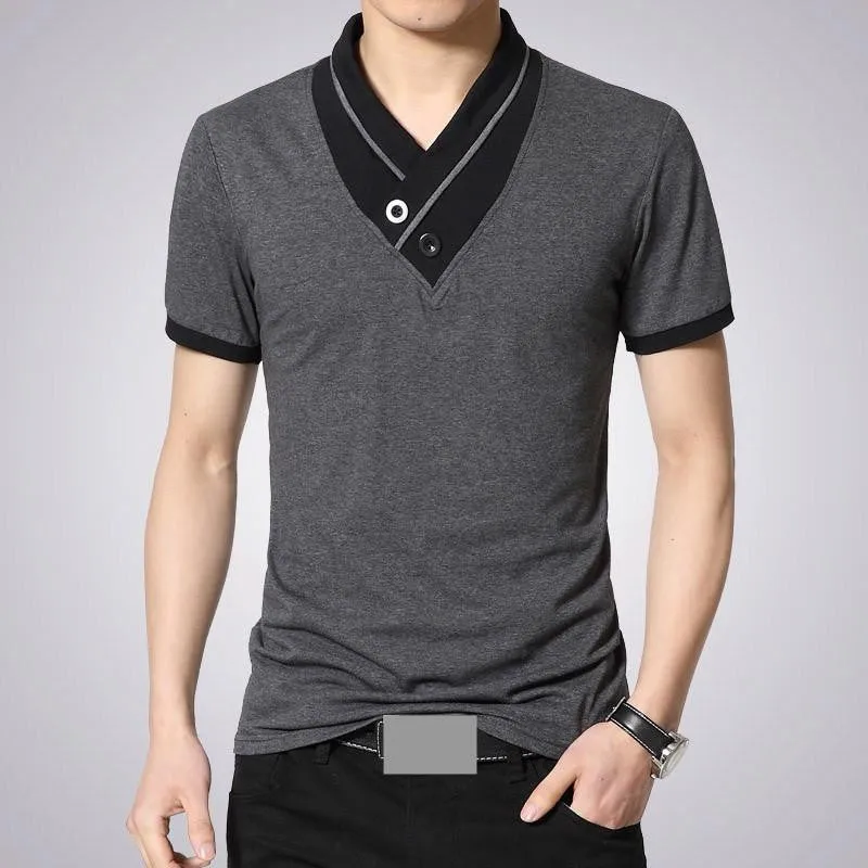T Shirts Men V Neck T-Shirt Brand Cotton Mens Patchwork tshirt Size Man Tees Tops M40