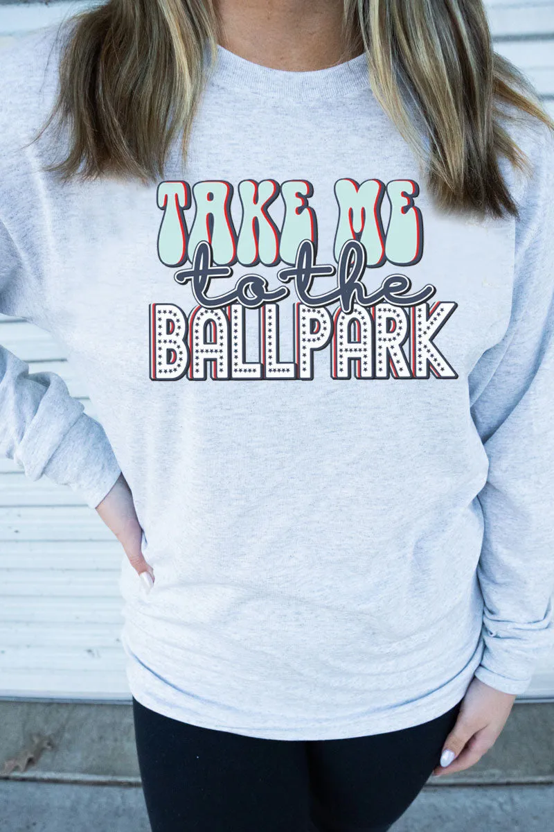 Take Me To The Ballpark Heavy Cotton Long Sleeve Adult T-Shirt