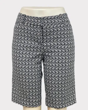 Talbots Navy Blue And White Fashion Printed Shorts (W30)