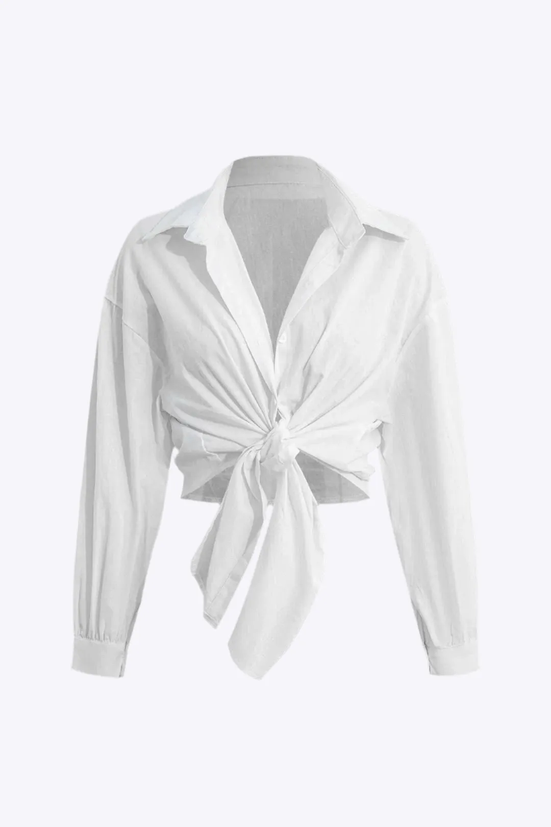 Tamsin - Chic Solid Knot Woman's Long Sleeve Shirt