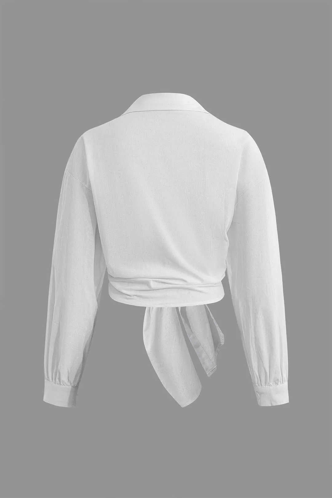 Tamsin - Chic Solid Knot Woman's Long Sleeve Shirt