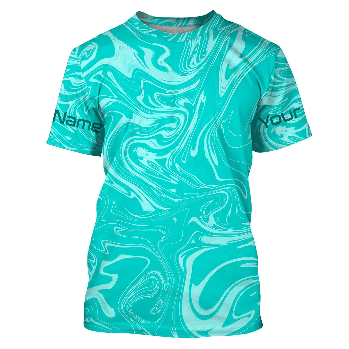 Teal blue wave camo Custom performance Fishing T Shirts, Saltwater Fishing Shirts IPHW1734