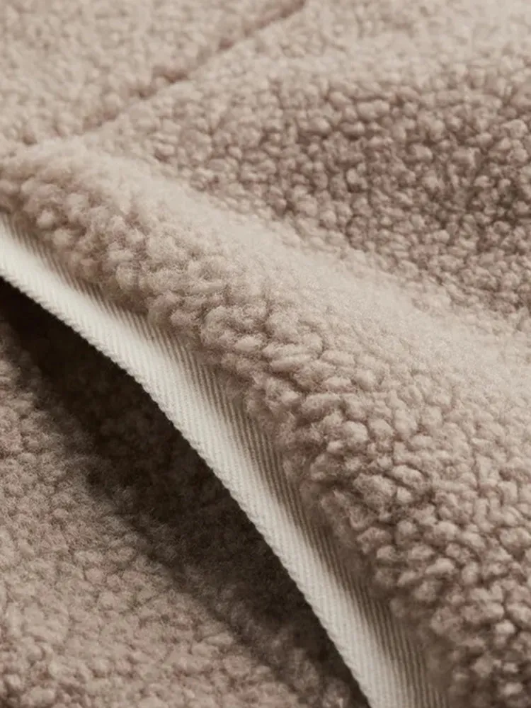 thanksgiving outfit JazzHer Casual Lamb Wool Jackets Women Solid Loose Lapel Full Sleeve Zipper Pocket Coats Female 2024 Winter Thicken Warm Overcoat Lady