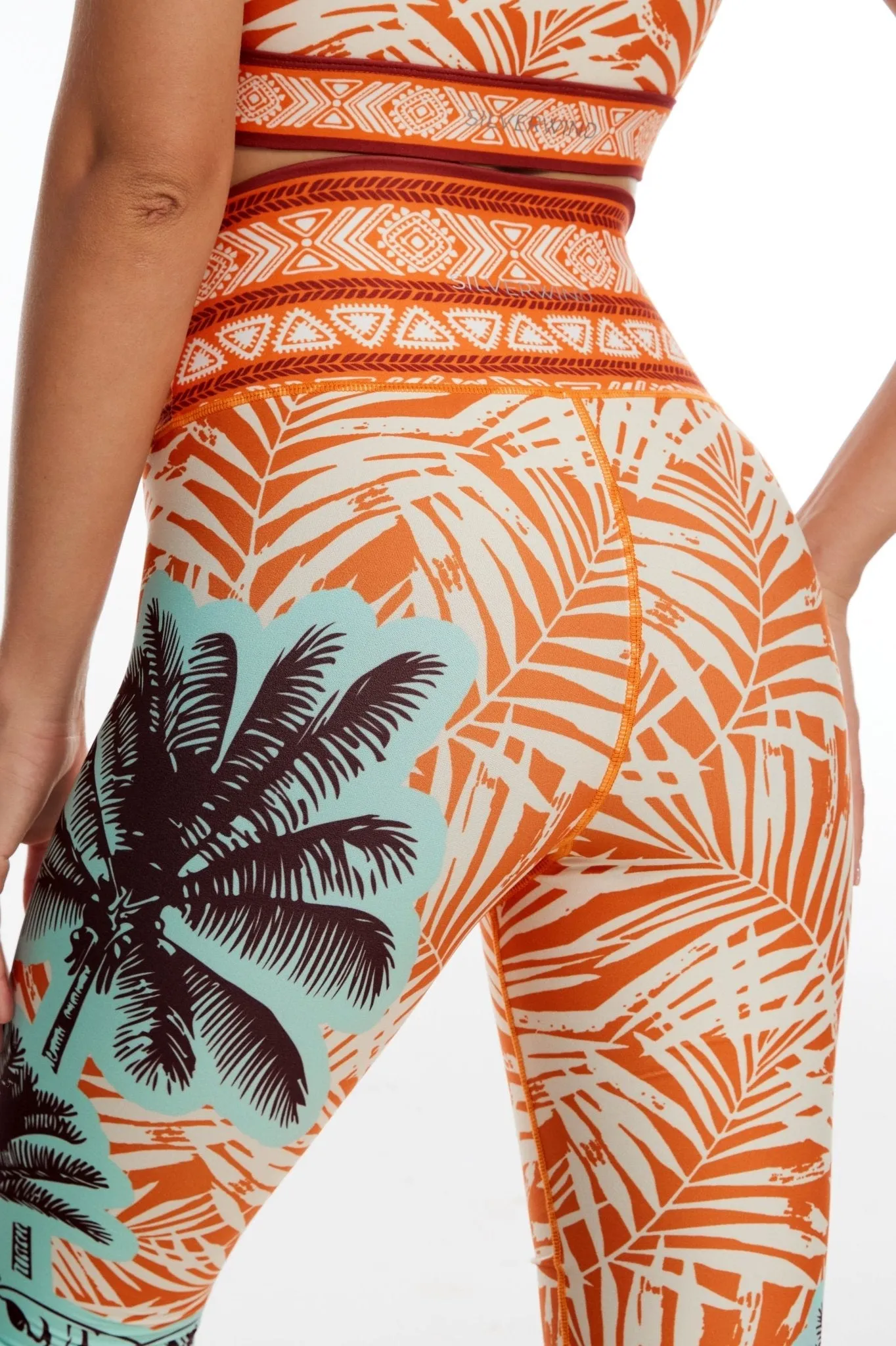 Tropic Heat Luxe Leggings – Sunset Palm Edition