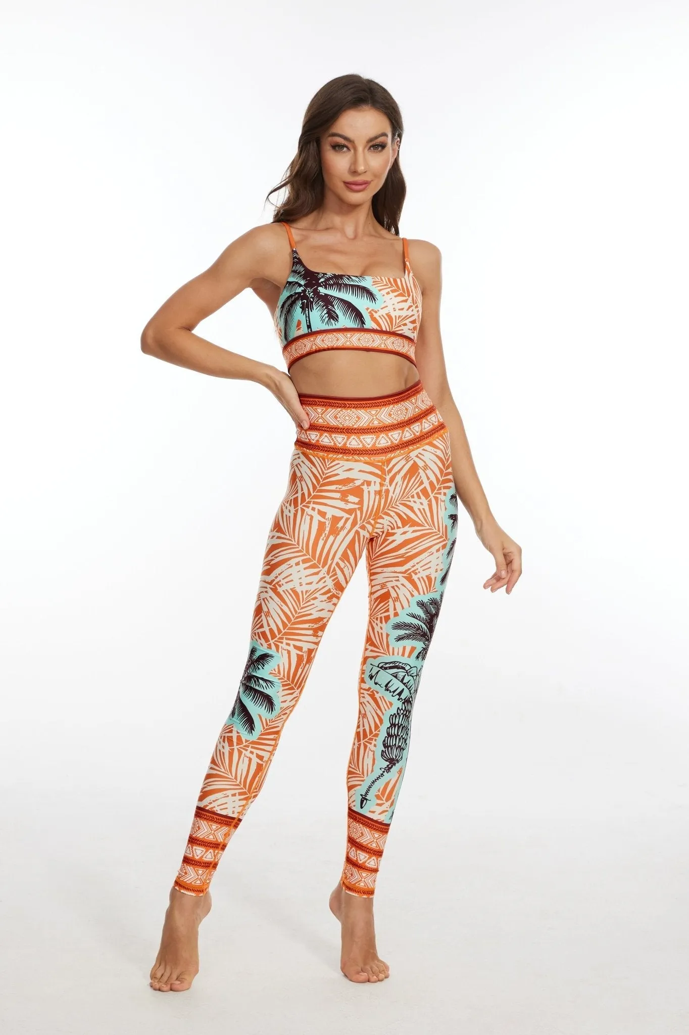 Tropic Heat Luxe Leggings – Sunset Palm Edition