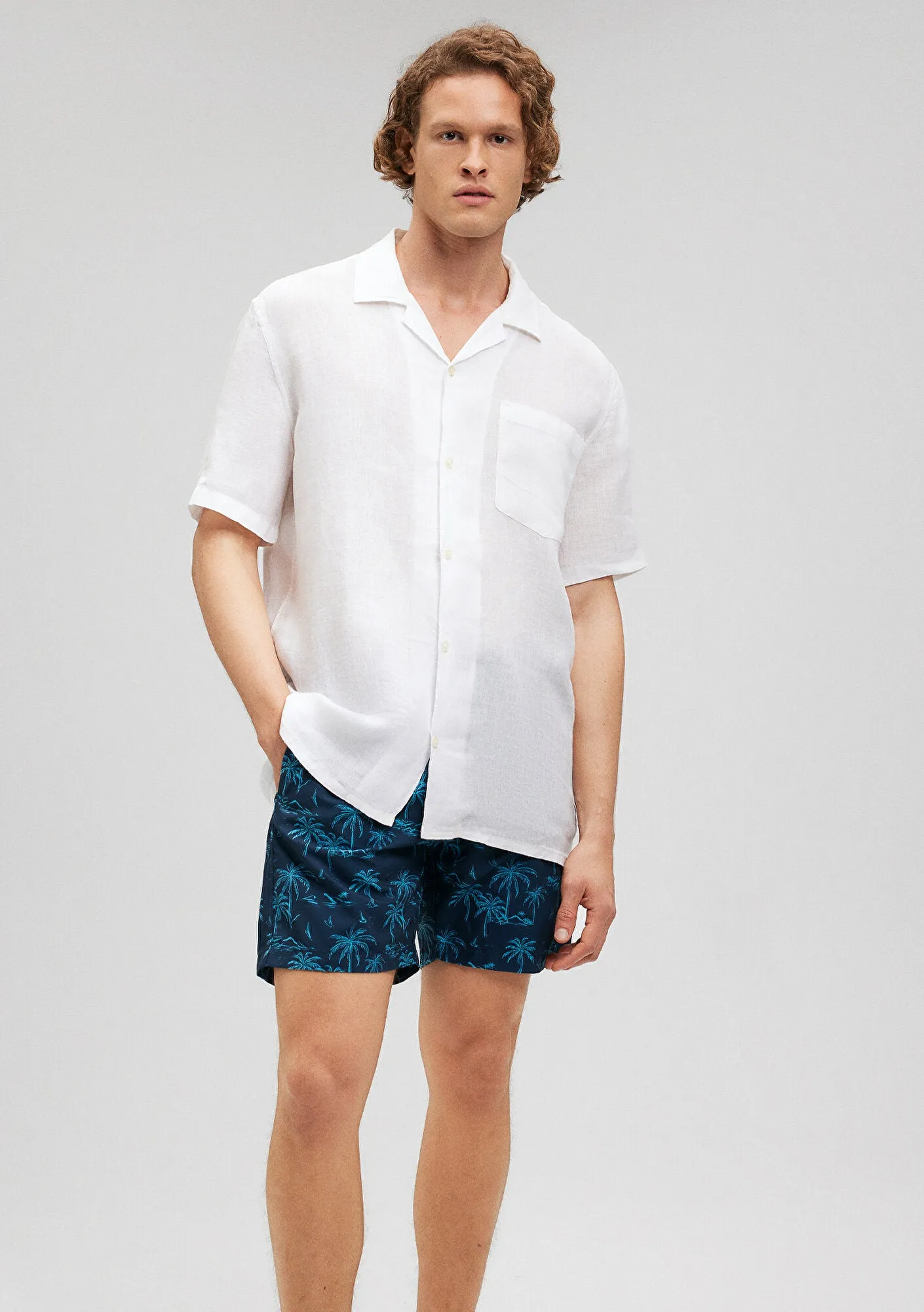 Tropical Printed Navy Trunks
