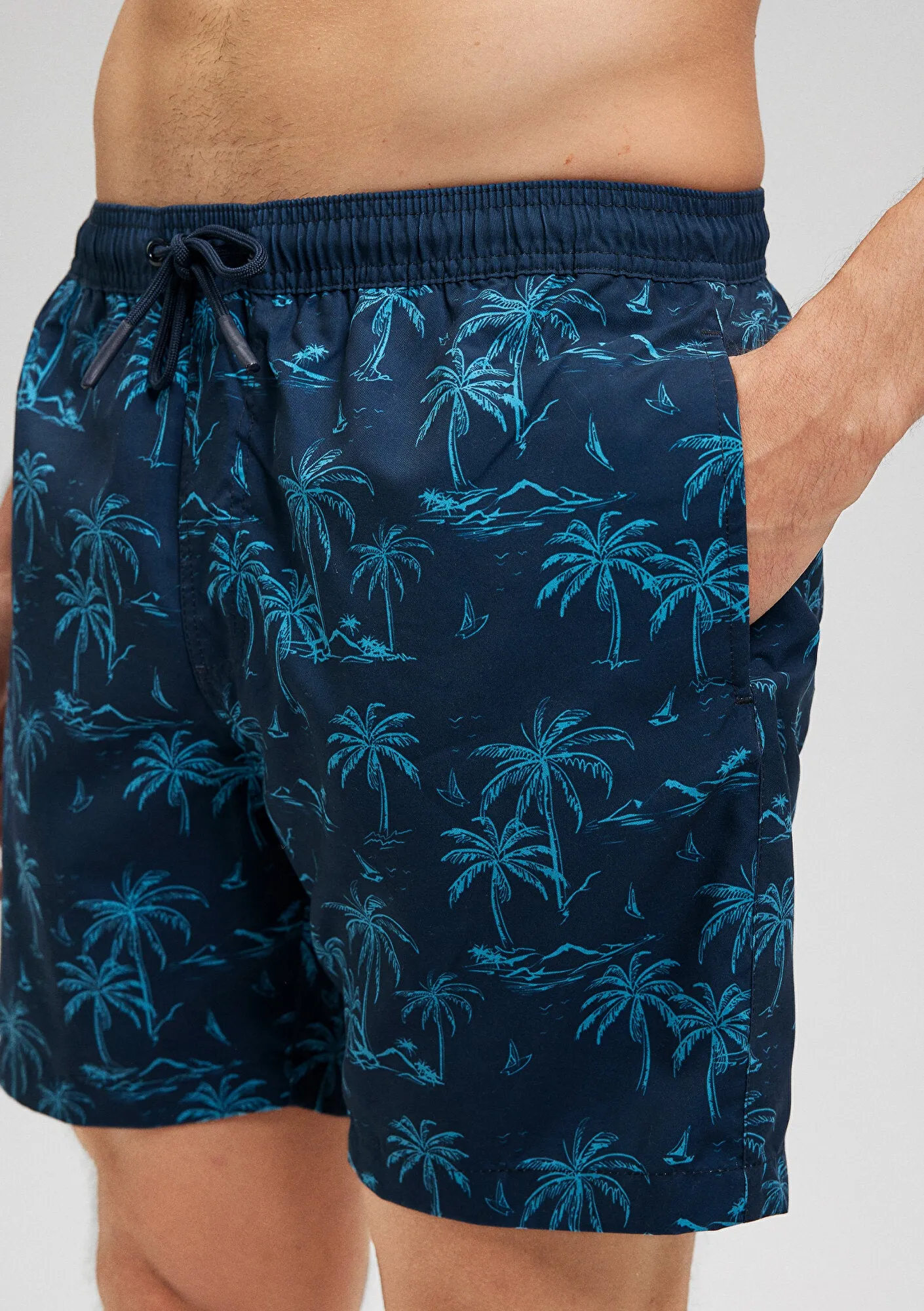 Tropical Printed Navy Trunks