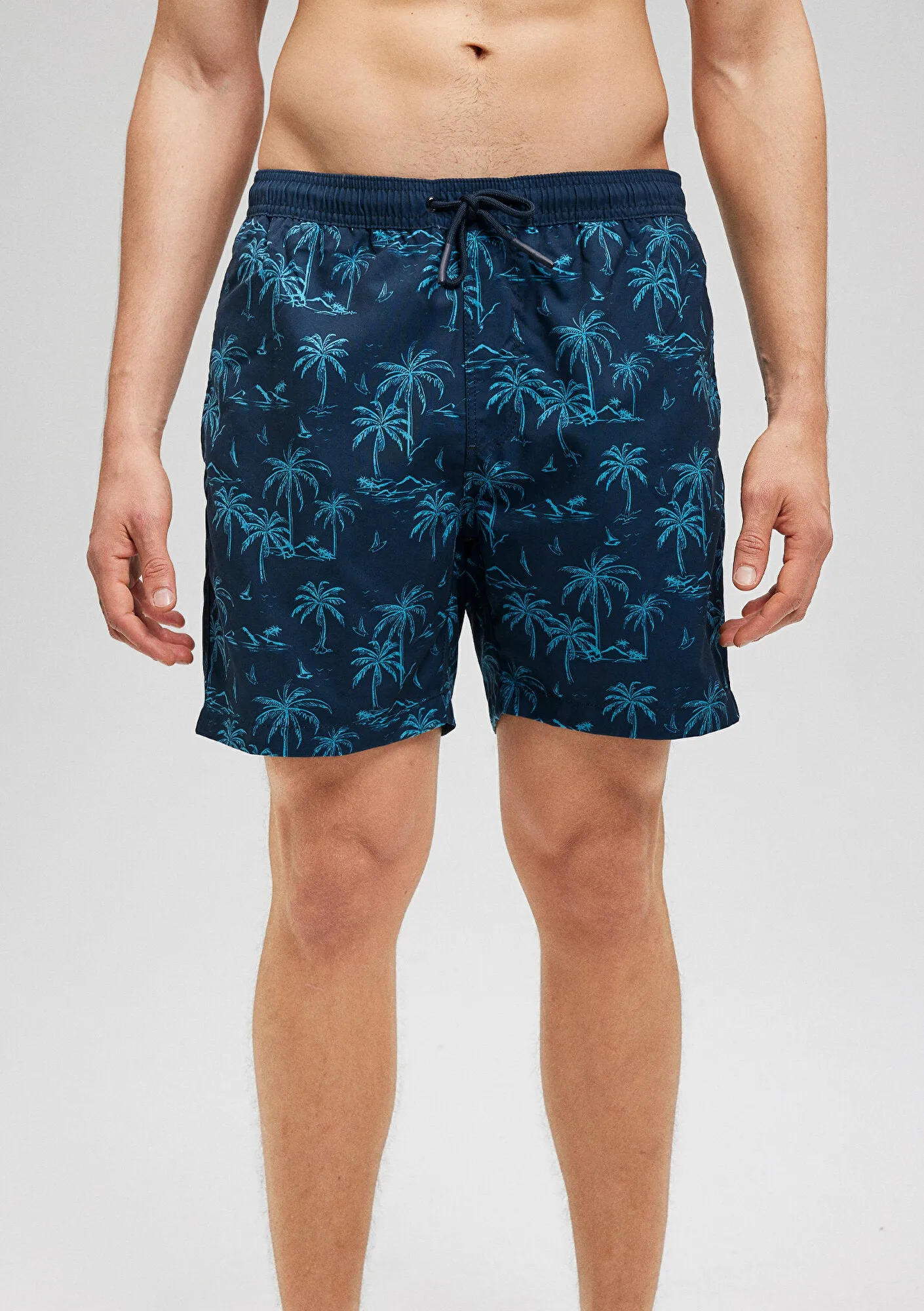 Tropical Printed Navy Trunks