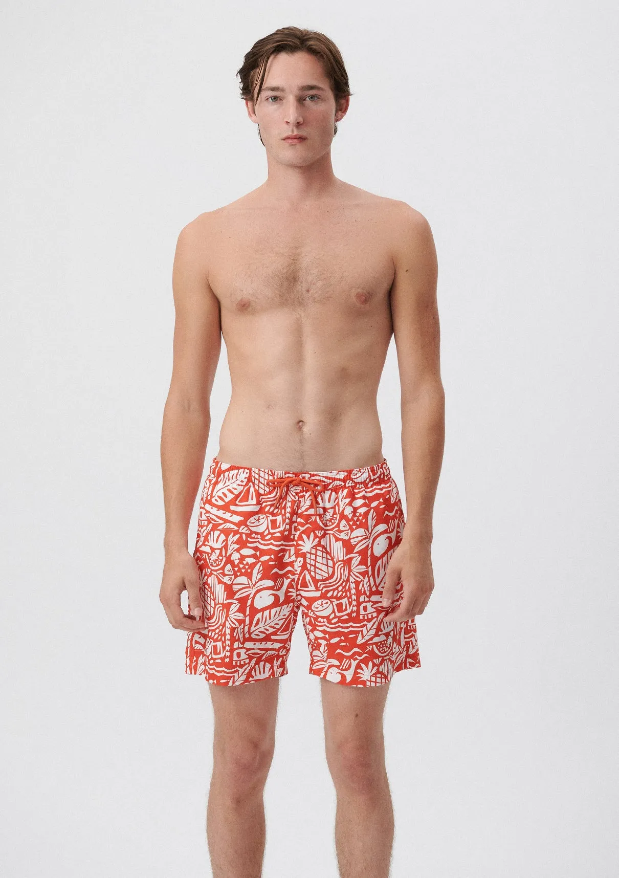 Tropical Printed Orange Trunks