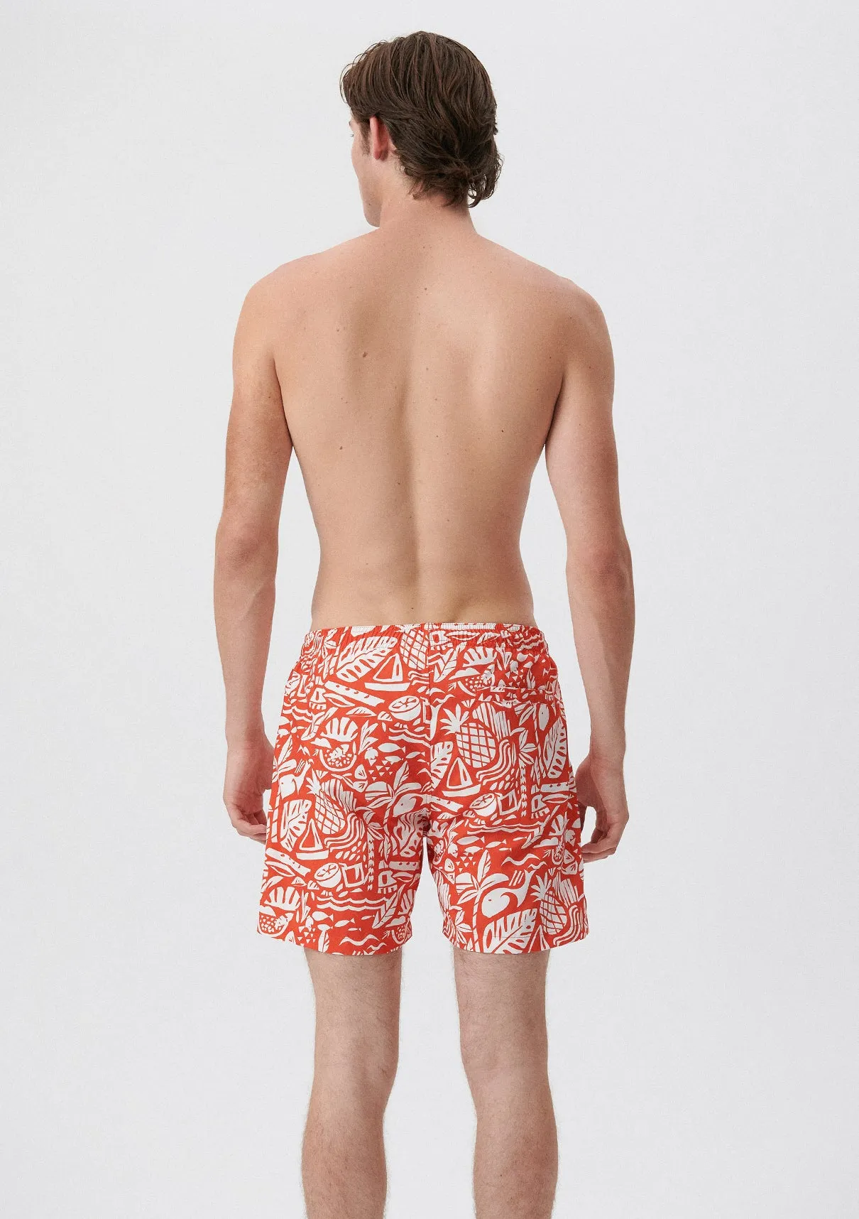 Tropical Printed Orange Trunks