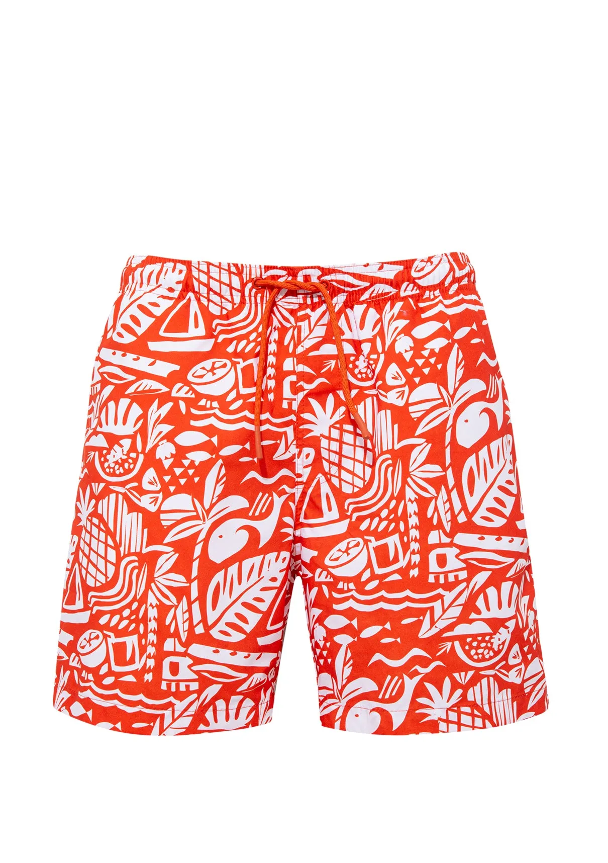 Tropical Printed Orange Trunks