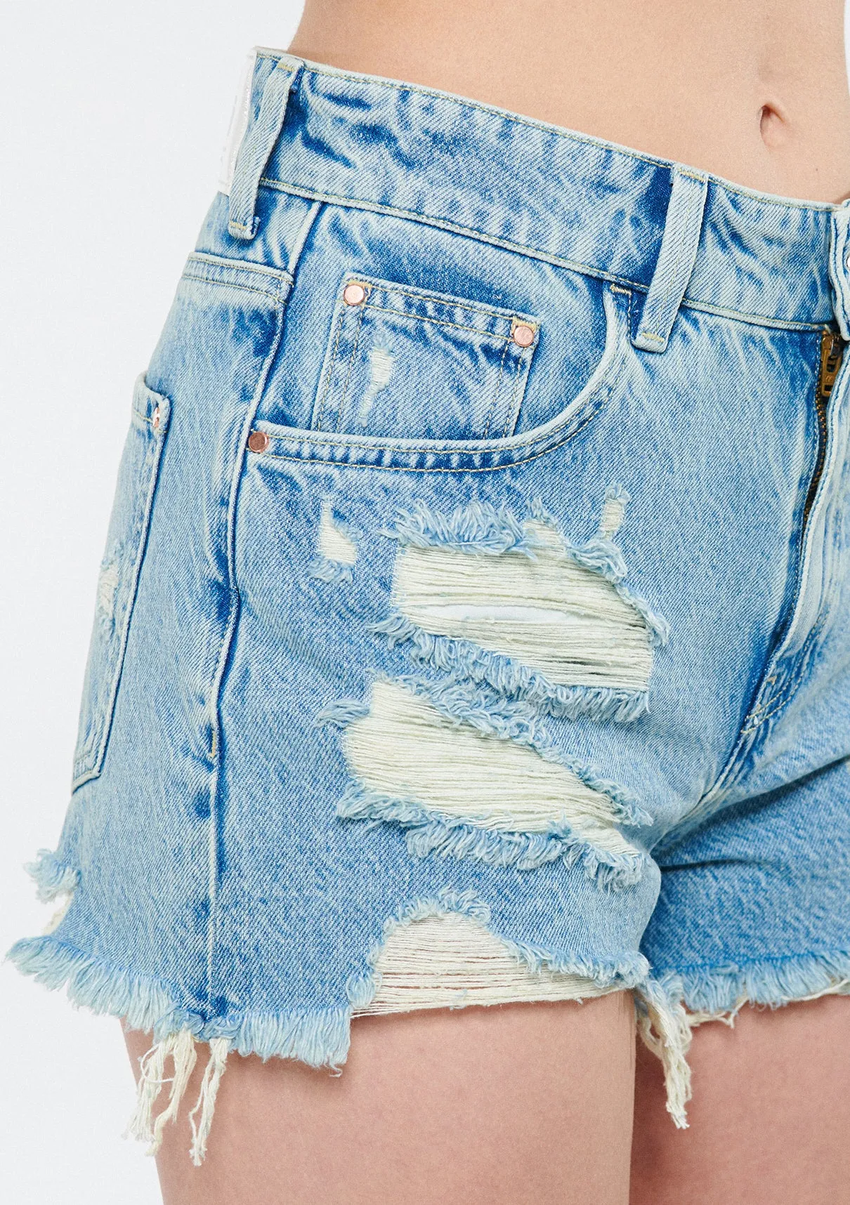 Tyra Light Ripped Street Jean Shorts