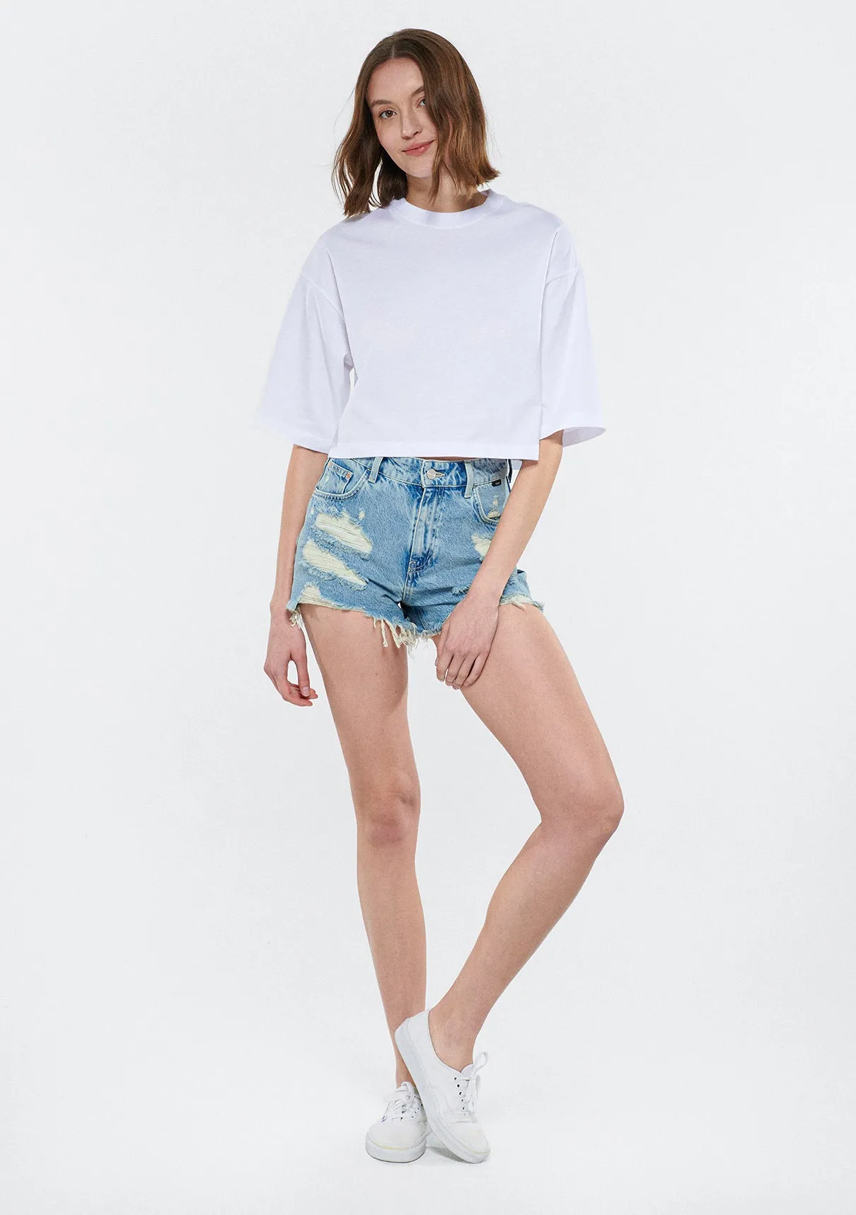 Tyra Light Ripped Street Jean Shorts