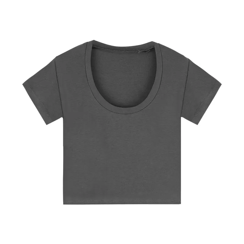 U-neck short-sleeved T-shirt KF908028