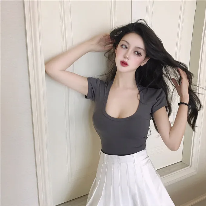 U-neck short-sleeved T-shirt KF908028