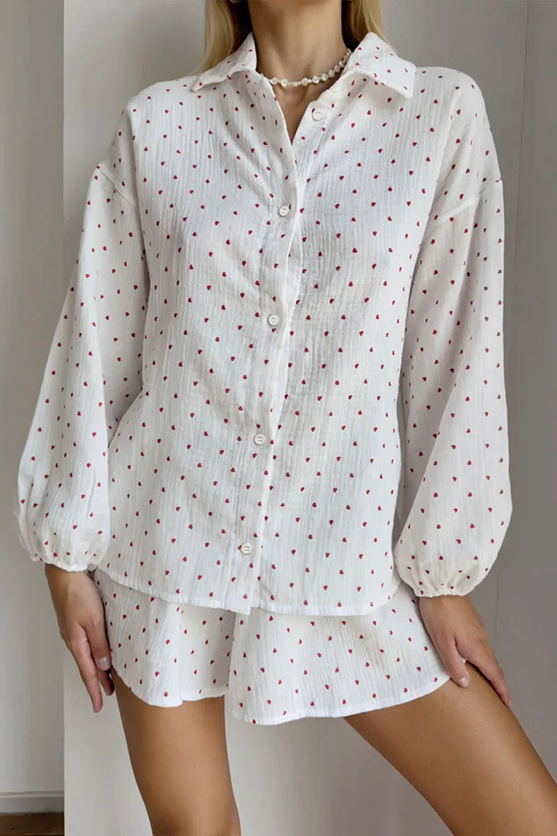UK0142 Hearts Cotton Loungewear Set
