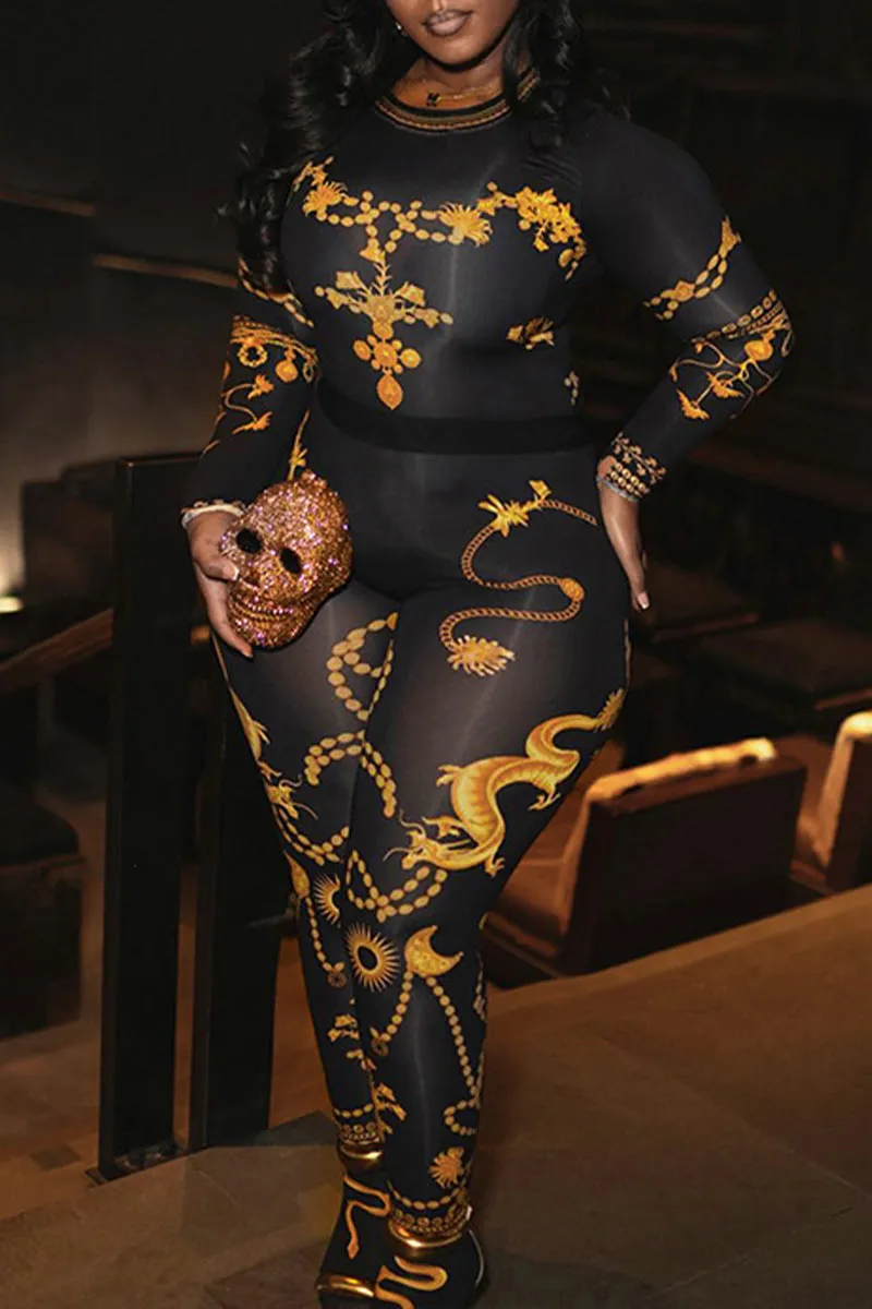 UK660 Graphic Long Sleeve Round Neck Top and Leggings Set