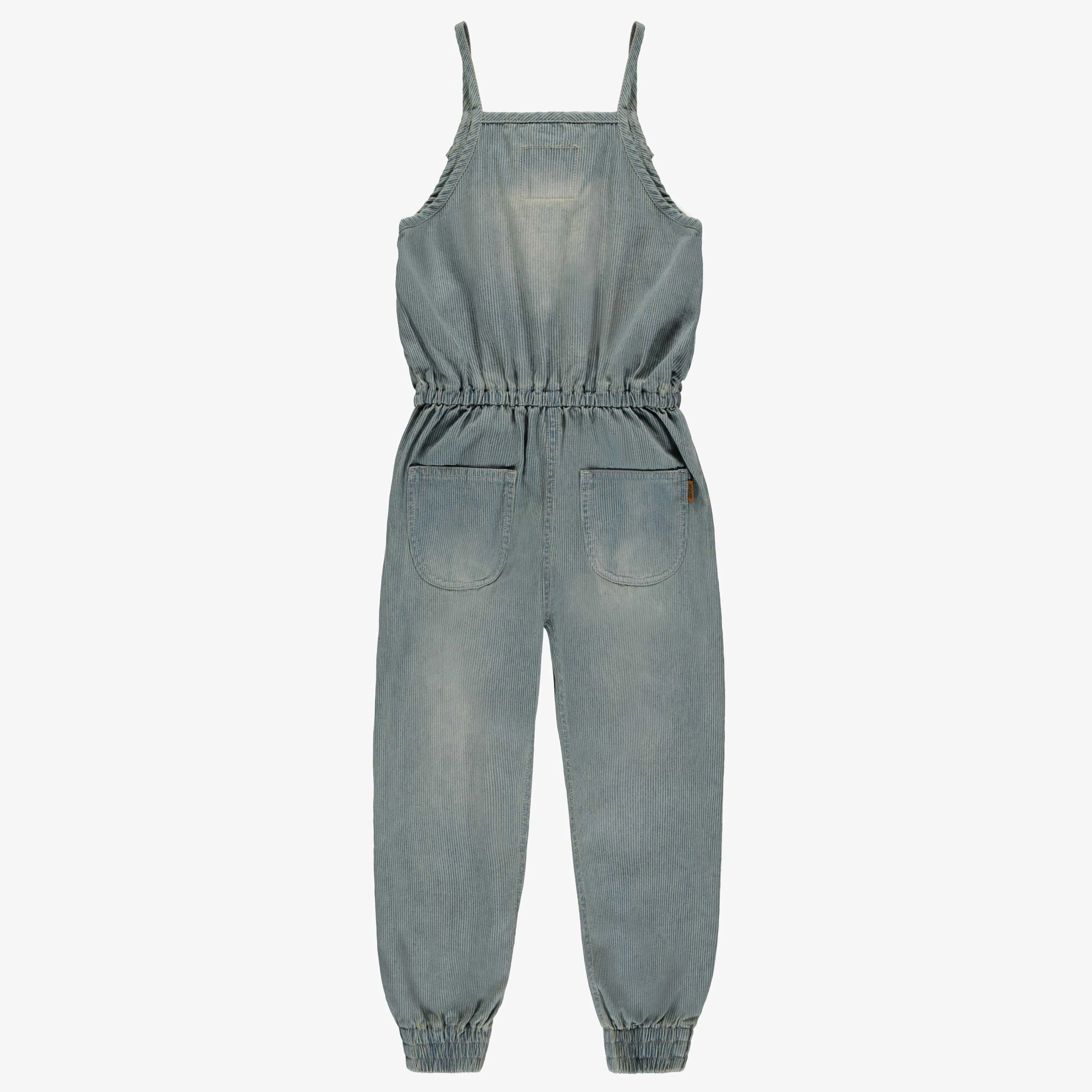 Une pièce en denim cheminot bleu pâle,  enfant || One piece in stretch light bleu railroad denim, child