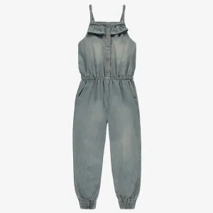 Une pièce en denim cheminot bleu pâle,  enfant || One piece in stretch light bleu railroad denim, child