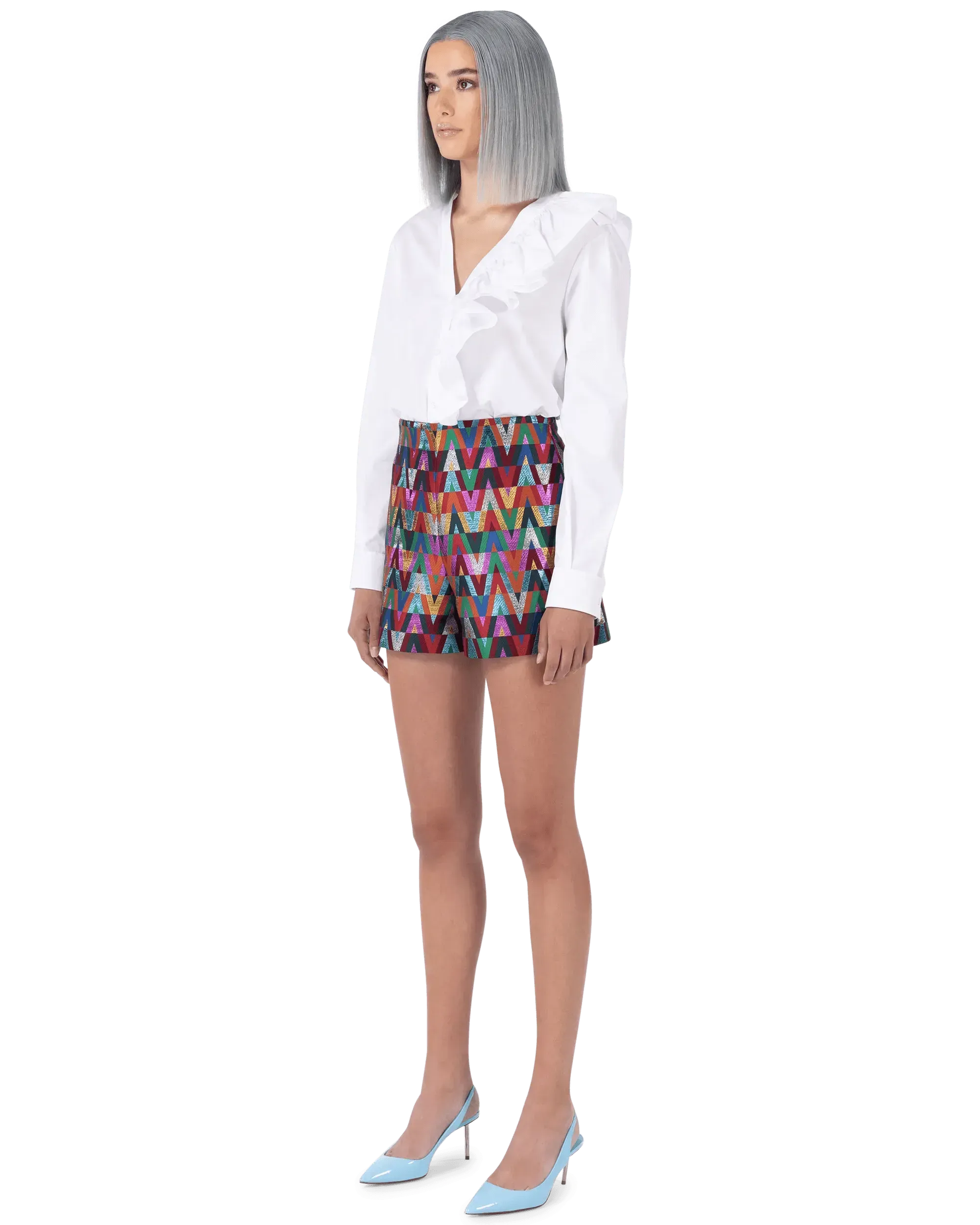 V Optical Multicolor Printed Shorts