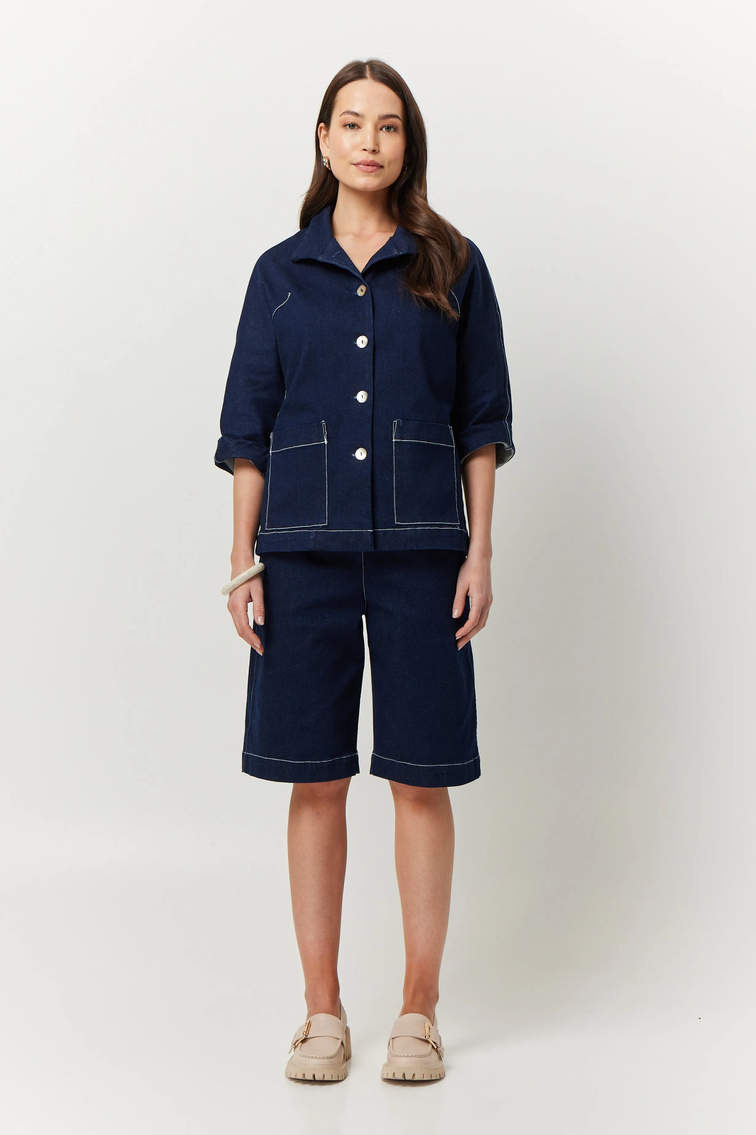 VALIA II CAPRI Denim Short - Navy