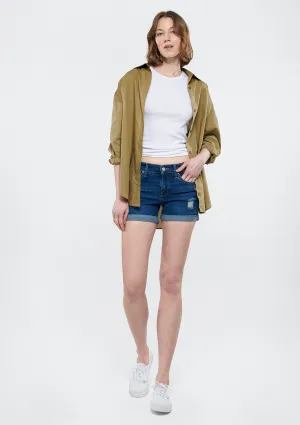 Vanna Indigo Ripped 90s Jean Shorts