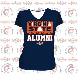 Virginia State | VSU 90s Alumni Navy V-Neck  Ladies Tees(z) (DK)
