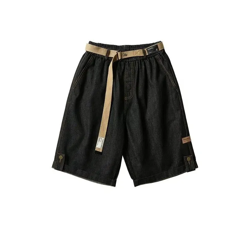 Washed Denim Shorts with Belt