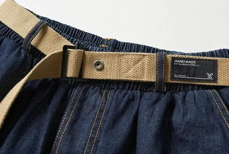 Washed Denim Shorts with Belt