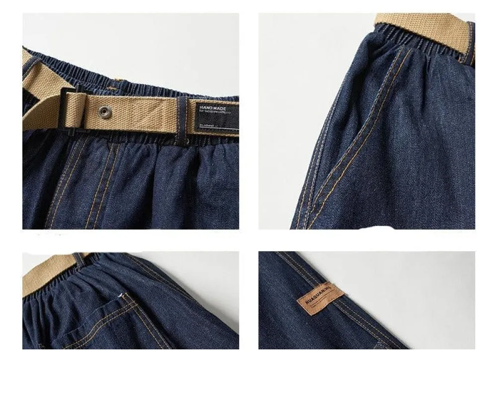 Washed Denim Shorts with Belt