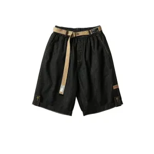 Washed Denim Shorts with Belt