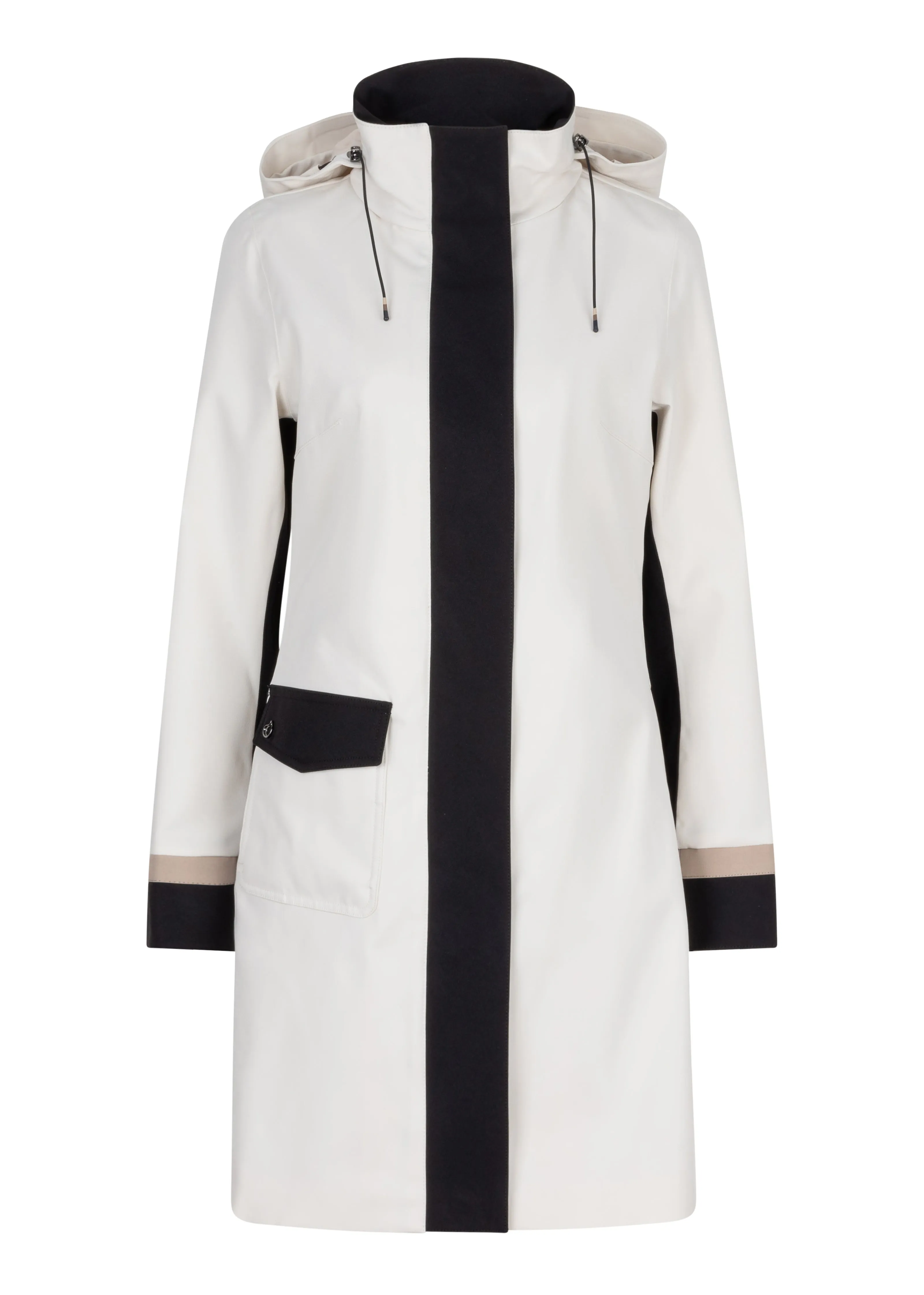 Waterproof Straight Fit Coat  | Cream Black