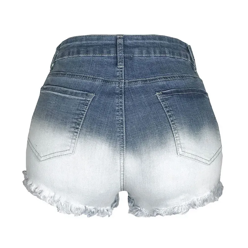 WaveRush High Waist Ombre Distressed Denim Shorts
