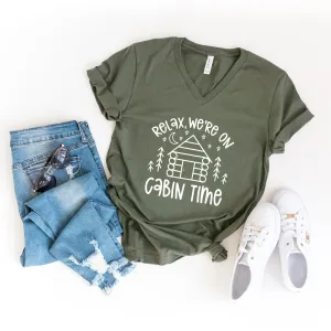 We're On Cabin Time | Short Sleeve V-Neck