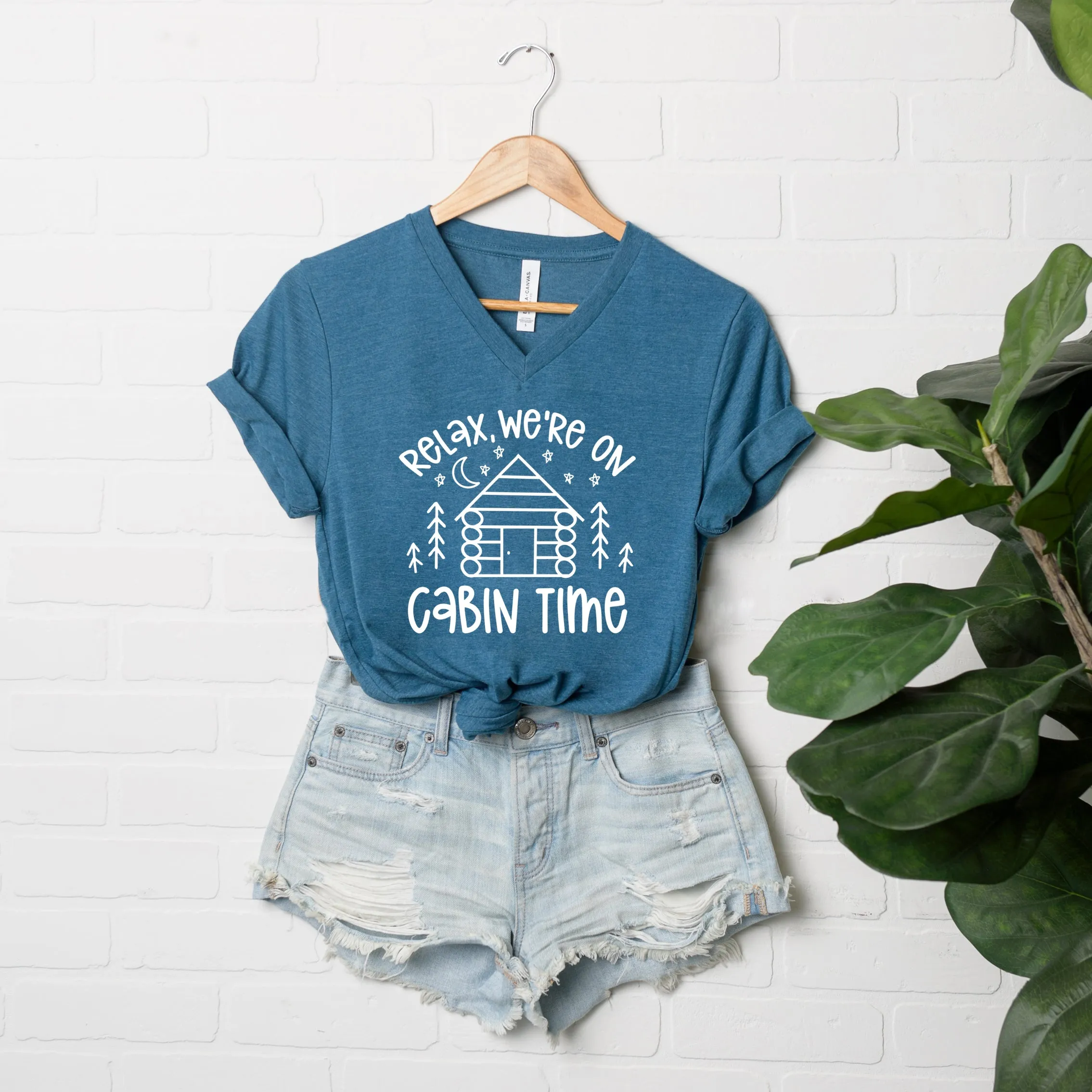 We're On Cabin Time | Short Sleeve V-Neck