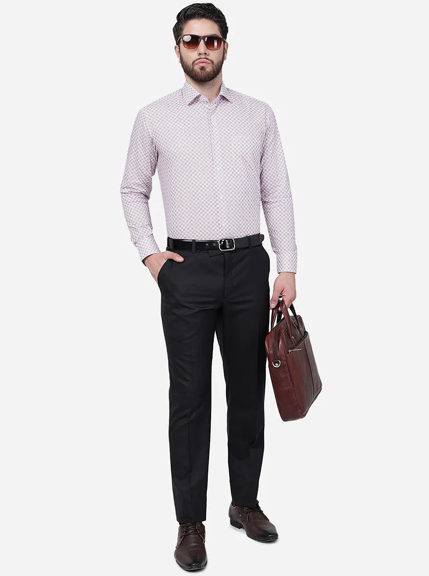 White & Purple Printed Slim Fit Formal Shirt | Greenfibre