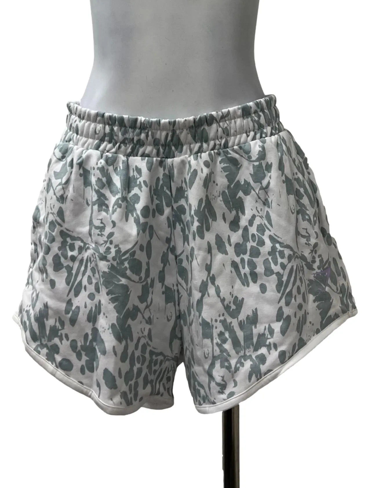 White Blue Printed Sweat Short